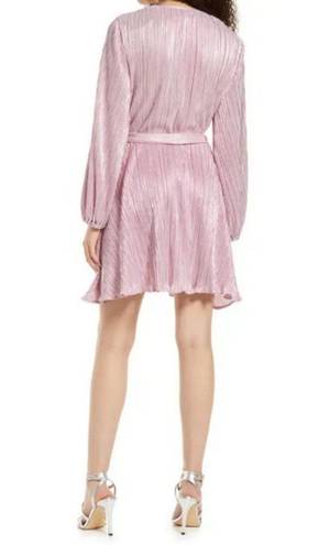 Bardot 💕 Bellissa Long Sleeve Faux Wrap Dress Sorbet Pink Metallic Shine XL NWT