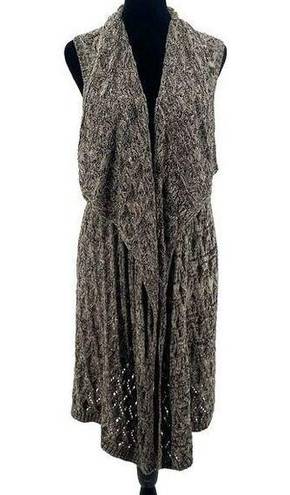 Artisan NY  Womens Open Front Knit Marled Long Cardigan Sweater Brown Large NWOT