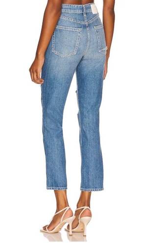 GRLFRND  Karolina Distressed High Rise Straight Leg Cotton Denim Jeans 26