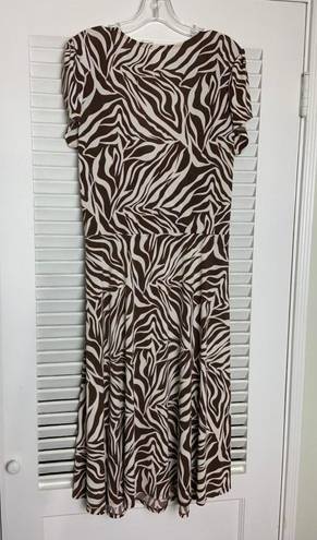 L8ter 2X brown cream zebra print maxi dress