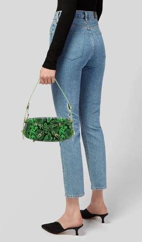 The Row Manc Embossed Leather Green Croc Shoulder Bag