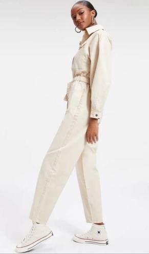 Good American  Cinched Utilitarian Jumpsuit Cream Size Small Long Sleeve NEW