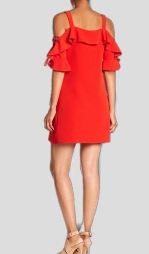 Laundry by Shelli Segal Red Cold Shoulder Dress with Ruffle Tie Sleeve - size 10