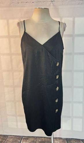 River Island  ASOS black side button satin slip dress size U.S. 6