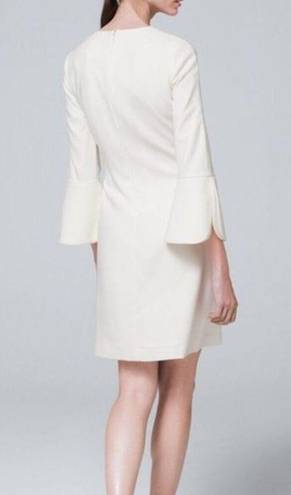 White House | Black Market NEW WHBM PETAL-SLEEVE SHIFT DRESS‎ IVORY KEYHOLE LINED WOMENS SIZE 10 $175