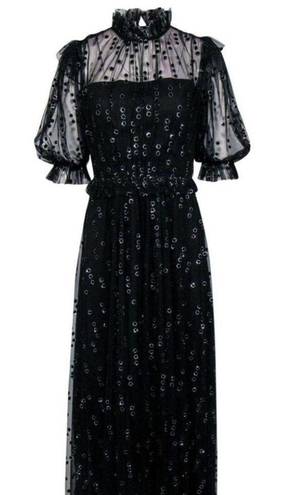 Hunter Bell NWT Hard to Find!  Beckett Space Oddity Black & Silver Tulle Dress 8