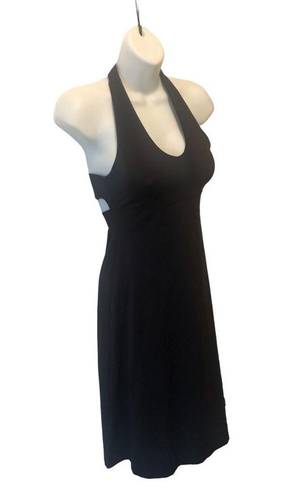 Patagonia Morning Glory Black Stretch Halter Dress XS Tied Back Cruise Vacation