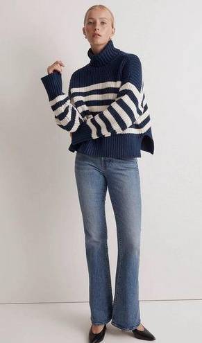 Madewell  Wide Rib Turtleneck Sweater Navy and White Striped Women’s size medium