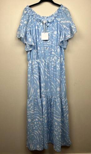 a.n.a NWT  Cate Blue Animal Print Jill Maxi Dress - size Large