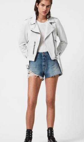 ALLSAINTS NWT  Balfern Denim Biker Jacket Size 8 US Stone White