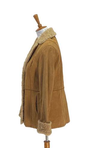 Gallery Penny Lane Y2K Faux Fur and Genuine Leather Suede Coat Beige