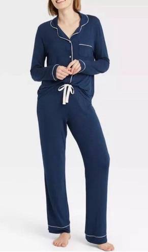 Stars Above Women's Soft Long Sleeve Top and Long pants Pajama Set Navy blue L