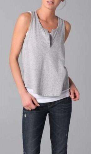 Vince 𝅺 SPLIT NECK RACER BACK LINEN TANK TOP