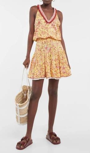 Poupette St. Barth  Agathe Printed Halter Neck Mini Dress Yellow Size XS