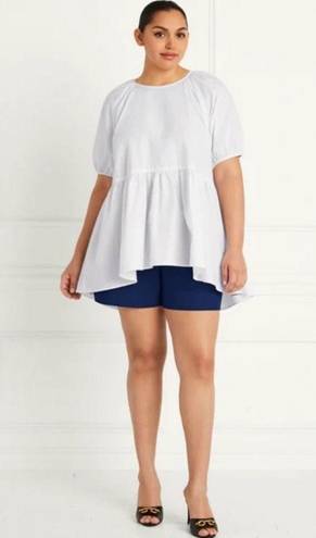 Hill House  The Francesca Top White 100% Cotton Short Sleeve Hi Lo Blouse S NWT