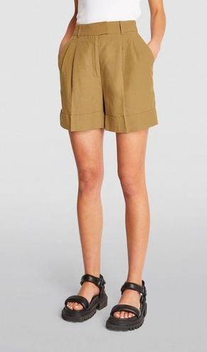 ALLSAINTS  Linen-Blend Deri Lyn Shorts Women's 12 Tan Pleated Wide Leg NWT