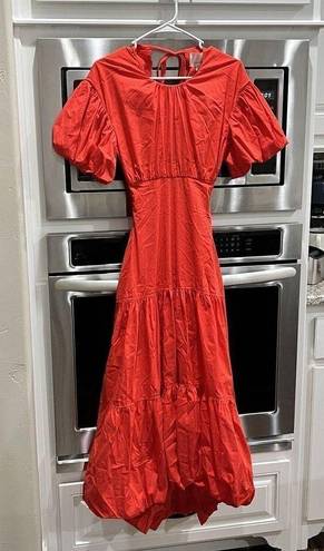 Cinq à Sept NWT CINQ A SEPT Maisey Puffed Sleeve Tiered Open-Back Midi Dress SIZE 0