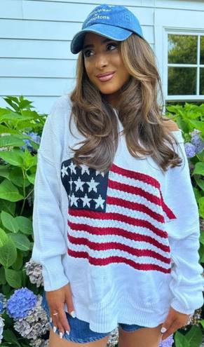 Tandy Wear American Flag Sweater Size M