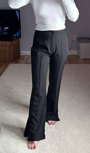 Sincerely Jules : Black Wide Leg Side Slit Dress Pants