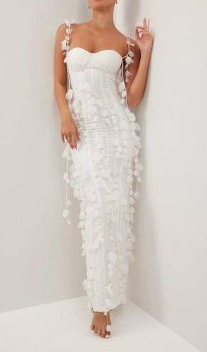 Petal HEIRESS WHITE CORSET  LINEN MAXI DRESS