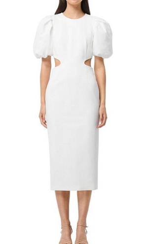 Elliatt Elliat Suffage White Short Puff Sleeves Midi Dress Women’s Size Medium