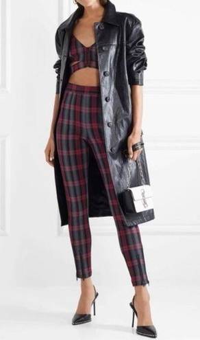 Alexander Wang T by  Grey and Red Plaid Fitted Zip Leggings Pants Size 2