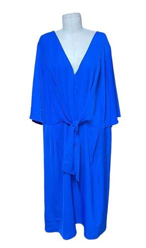 City Chic  Knot Front Fit & Flare Dress In Electric Blue Size XL / Plus Size 22