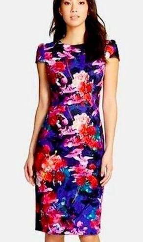 Betsey Johnson  Cap Sleeve Floral Scuba Midi Dress