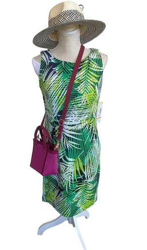 Tiana B . Palm tree Missy Tex Knit Tropical dress sz S new