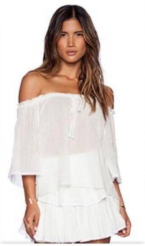 Love Shack Fancy  S White Tiered Cottage Core Mini Skirt