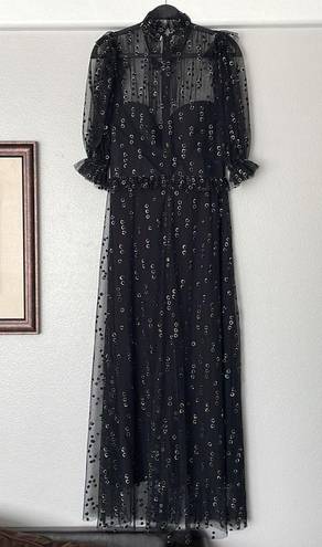 Hunter Bell NWT Hard to Find!  Beckett Space Oddity Black & Silver Tulle Dress 8