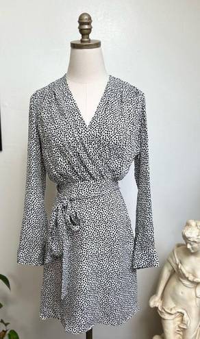 L'Agence L’Agence Silk Diego Faux Wrap Dress In Ivory Heart Pattern size 0 XS