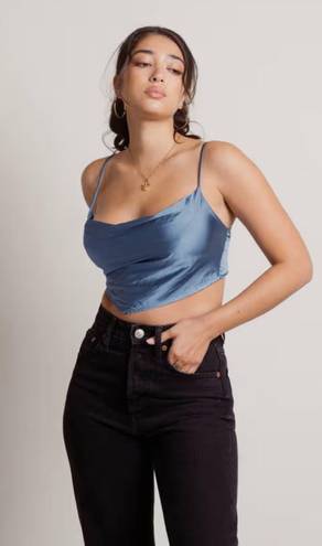 Tobi Blue Satin Crop Top