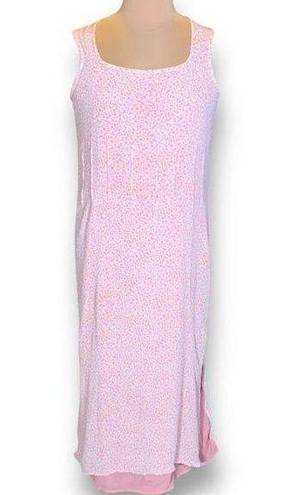 J.Jill Vintage  Dress Pink White Ditzy Floral Print Sleeveless Scoopneck Maxi