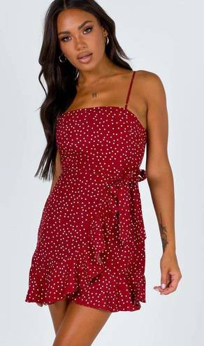 Princess Polly Caesura Red Polka Dot Side Tie Mini Dress