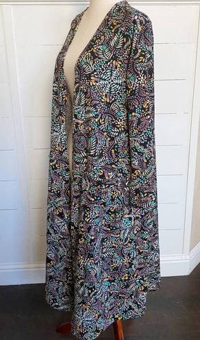 LuLaRoe  Black Multi Color Floral Vines Sweater Duster size M