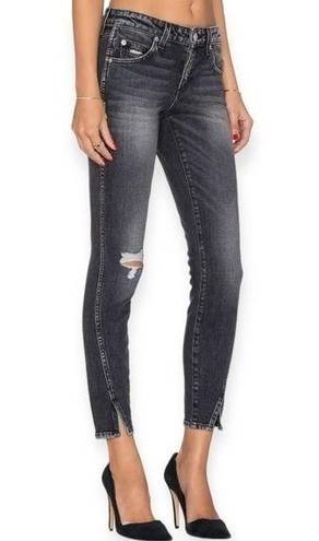 Twisted AMO Denim Women’s Size 24 Black Gray Vixen Destroy  Hem Skinny Jeans