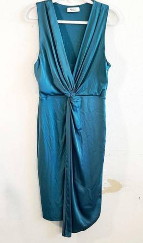 Bailey 44 Dress Venus Twist-Front Mixed-Media Dress in Gulf (Teal Blue) Sz M GUC