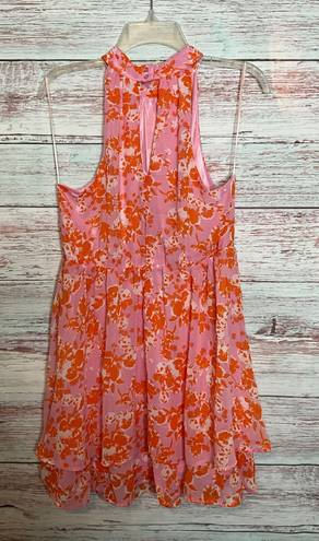 Sienna Sky Dress Orange Pink Floral Print Knee Length