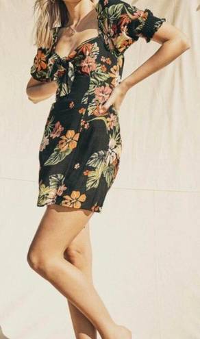 Lost + Wander NWT ALOHA LEI MINI DRESS Floral Puff Sleeve