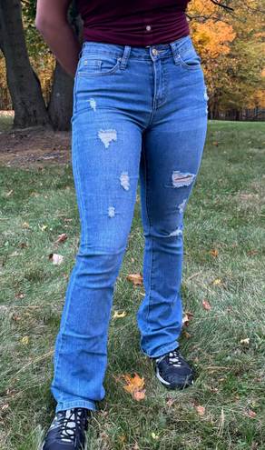 Soundgirl Distressed Flare Denim Jeans