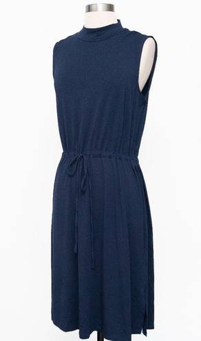 Eileen Fisher . Mock Neck Tie Waist Sleeveless Dress.