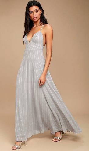 Lulus NWT Lulu’s Women’s Elevate Light Grey Embroidered Maxi Dress Size XS