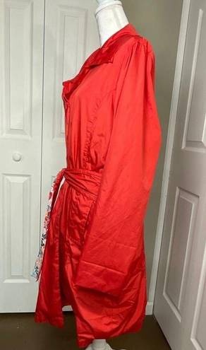 Chelsea Studio Plus 22W, Lightweight Spring Trench Coat, Soft Red, Floral Lining