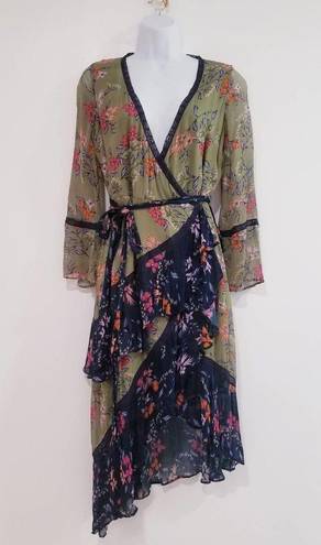 Love Sam  Williston Wrap Green, Blue / Floral Printed Dress