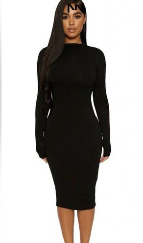 Naked Wardrobe  Bodycon Double Lined Snatching Sexy Designer Black Dress NWT Lg