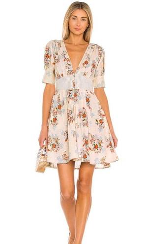 Agua Bendita Menta Sunbaze Beige Floral Dress NWT S