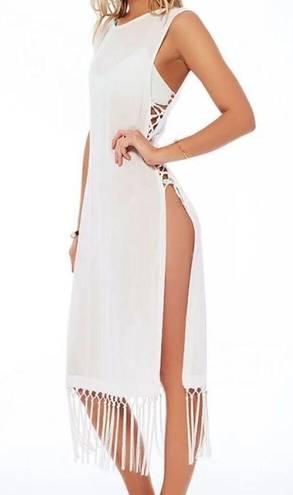 l*space New. L* white fringe lace up cover up. Small. Retails$99