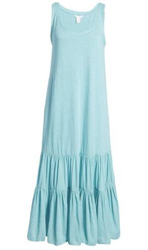 Caslon NWT Women's  Teal Mixed Media Drop Waist Maxi Dress Sz Large