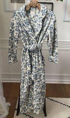 Victoria's Secret Vintage 90s  Country Delft Floral Scroll Fleece Robe XS S